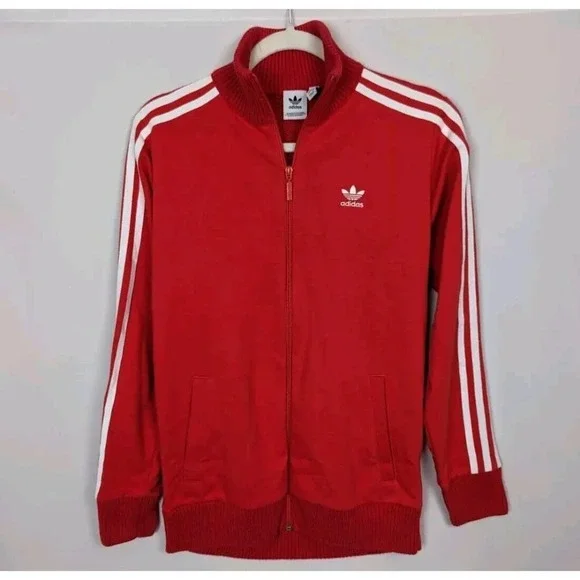 Adidas S Originals Tracksuit 2 PC Set Red White Side Stripes Jogger Pants Jacket
